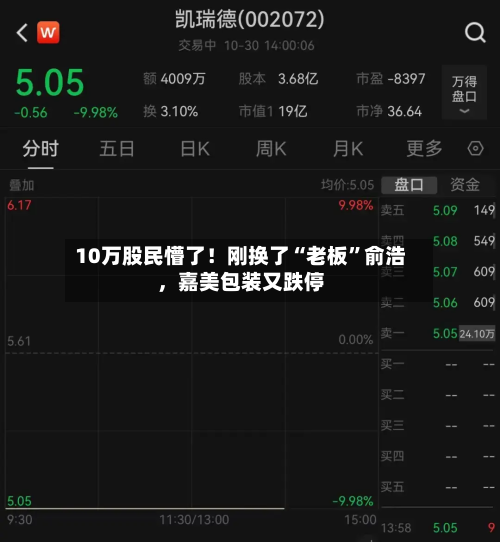 10万股民懵了！刚换了“老板”俞浩	，嘉美包装又跌停-第2张图片