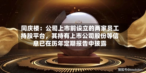 同庆楼：公司上市前设立的两家员工持股平台	，其持有上市公司股份等信息已在历年定期报告中披露-第3张图片