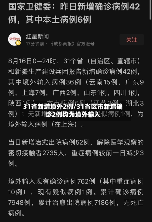 31省新增境外2例/31省区市新增确诊2例均为境外输入-第3张图片