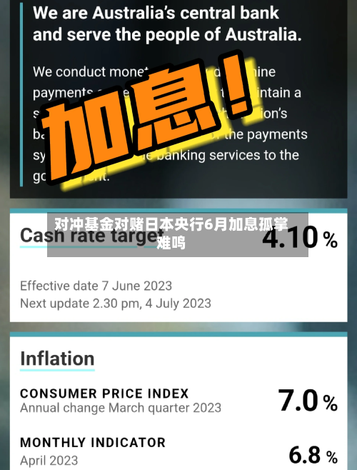 对冲基金对赌日本央行6月加息孤掌难鸣
