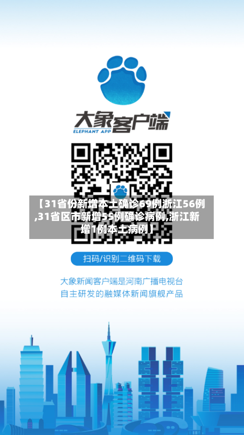 【31省份新增本土确诊69例浙江56例,31省区市新增55例确诊病例,浙江新增1例本土病例】
